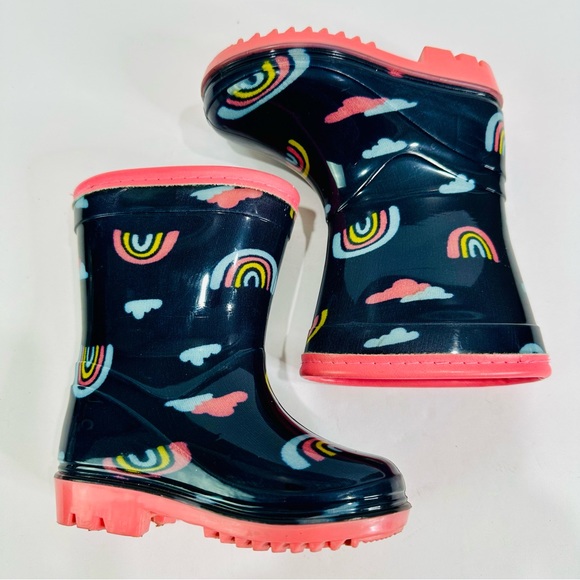 ๐ฉท CARTERโS SIZE 4M RAINBOOTS GREAT CONDITION RAINBOW ๐ CLOUDS DESIGN NAVY BLUE - Picture 9 of 11